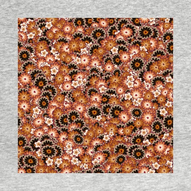 Autumn Color Floral Wallpaper Pattern in Brown, Rust, Cream, and Black by SeaChangeDesign